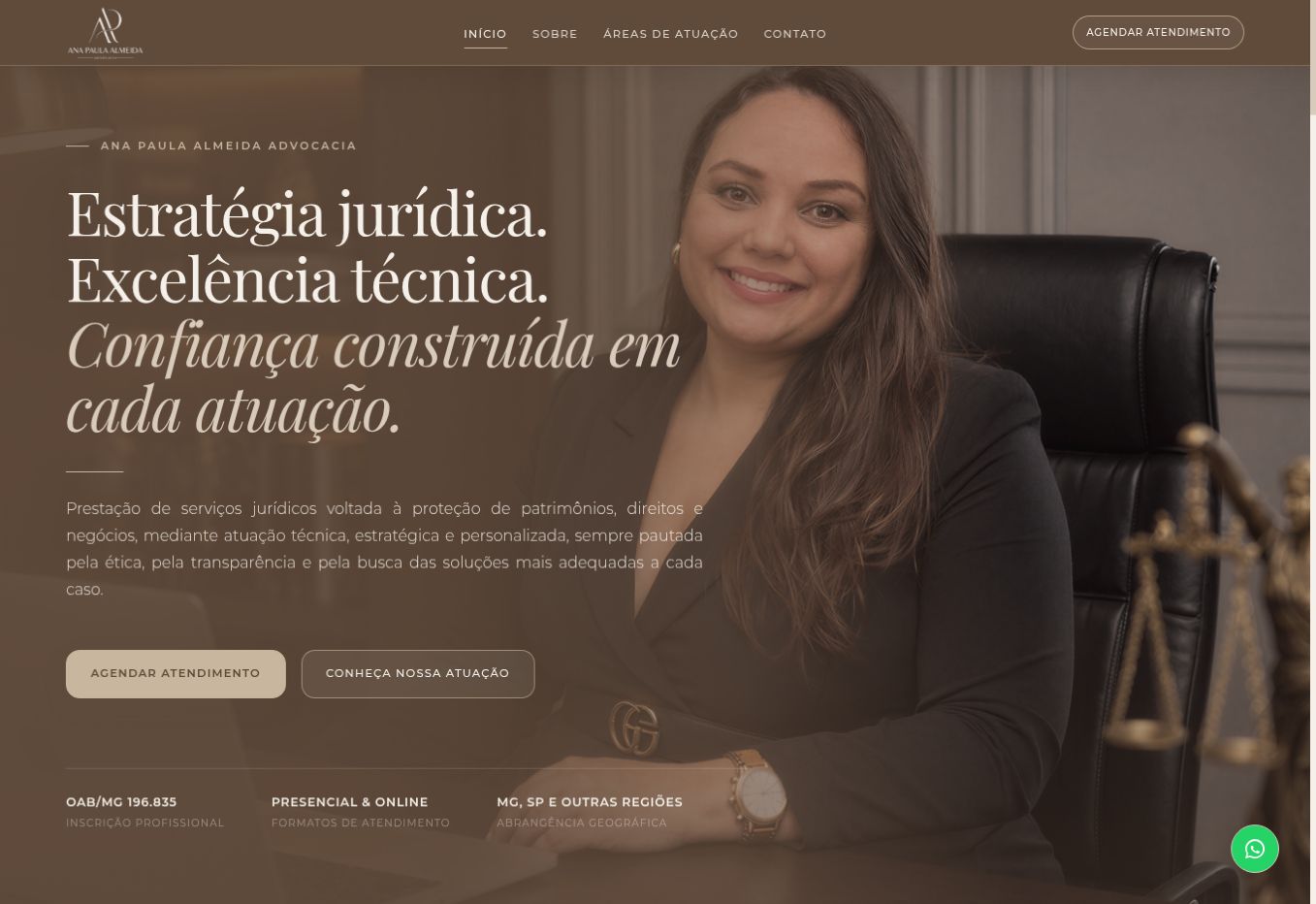 Captura real do site Ana Paula Almeida Advocacia