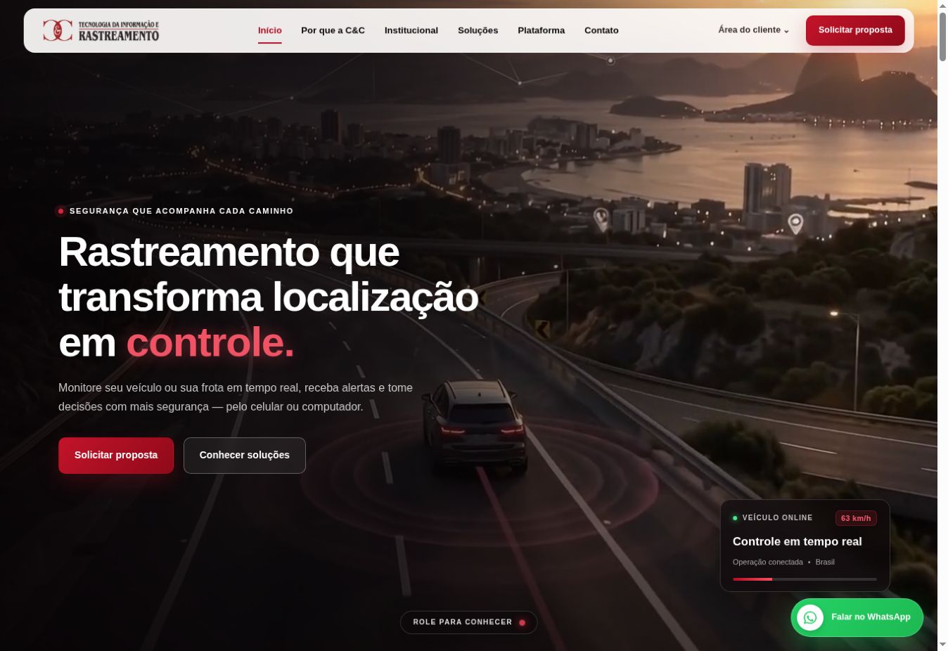 Captura real do site C&C Rastreamento